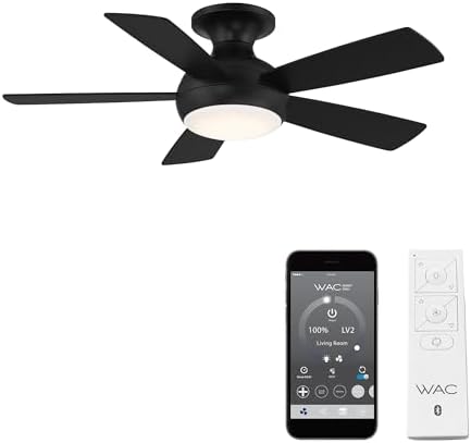 WAC Lighting Odyssey 44" Hugger Ceiling Fan F-034L-MB in matte black, main view.