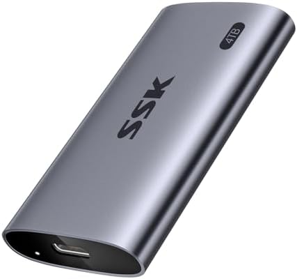 SSK 4TB External SSD with high-speed USB-C connection, ready for use.